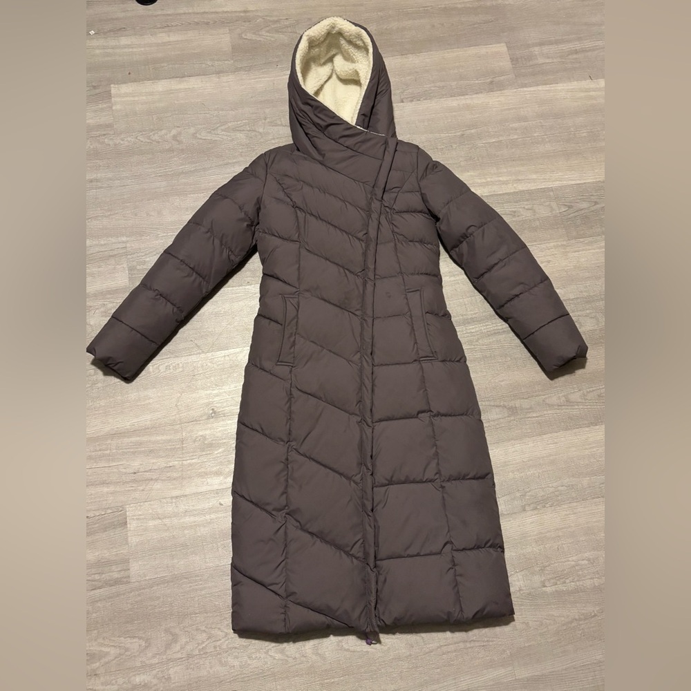 Ice Bear Parka Sz Small/medium Charcoal Mauve Purple Full Length Bio Down Winter